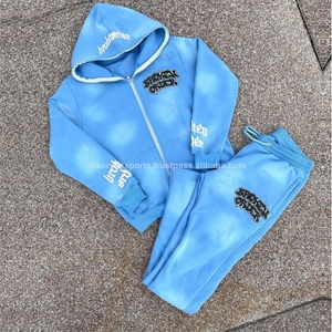 Observex Sports Custom Silk Screen Printing Jogger Chándales Sudadera con capucha y pantalones de chándal Set Full Face Zip up Hoodie - Product Image 3