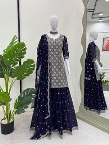 ชุดแต่งงานแบบดั้งเดิมของอินเดียเสื้อท่อนบนปักเลื่อมเสื้อใส่ไปงานบวกพื้น dupatta-ชุดปาร์ตี้ขายส่ง - Product Image 5