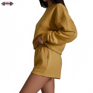 Sudadera con Capucha y Media Cremallera Bordada Personalizada para Mujer, Estilo Urbano, de Forro Polar, de Algodón, Nueva, de Marca, 2 Piezas - Product Image 3