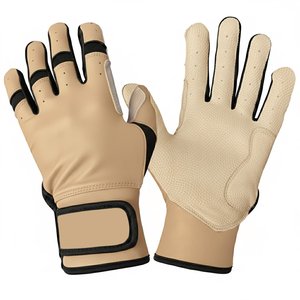 Guantes de Bateo de Béisbol Color Beige, Palma de Cuero con Agarre, Logotipo Personalizado, Guantes de Softbol para Bateo para Jóvenes y Adultos - Product Image 1