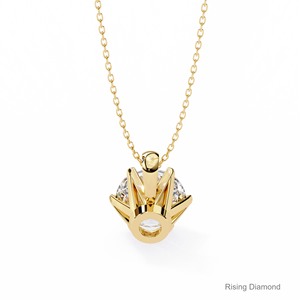 1.2 Ct Round Cut Lab Grown Diamond Solitaire Set Pendentif/CVD Diamond Yellow Gold Pendentif/Cadeau d'anniversaire pour elle - Product Image 5