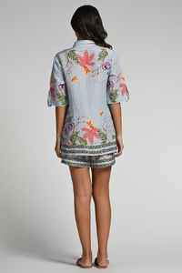 Haute qualité 100% lin écologique séchage rapide ensemble court décontracté pour les femmes Logo personnalisé brodé genou Co-Ord deux pièces usine - Product Image 2