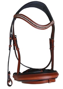 Haute qualité forme anatomique Dressage cheval bride Durable équestre en cuir sourcil bande strass muserolle surélevé pour l'équitation - Product Image 6