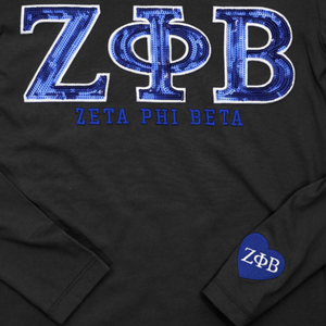 Zeta phi Beta เสื้อยืดแขนยาวมีตัวอักษรสีดำผ้าฝ้ายปักลายภาษากรีกเสื้อผ้าลำลองเสื้อสโมสรนักศึกษา - Product Image 4