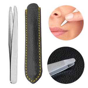 Pinzas de cejas de acero inoxidable, venta al por mayor, OEM/ODM, etiqueta privada personalizada, para cosmética - Product Image 5