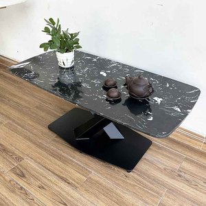 Table basse rectangulaire moderne avec plateau en pierre durable et pieds en fer 120x60x45cm Meubles de salon-TT68106 - Product Image 4