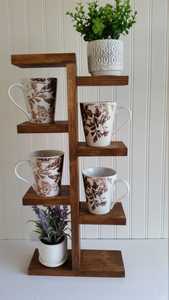 Árbol moderno de madera para tazas de café con soporte Base para organizador de almacenamiento de encimera - Product Image 5