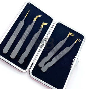 Pinzas para extensión de pestañas, pinzas para pestañas postizas para cuidado personal, pinzas curvas y con punta redonda para uso en salón. - Product Image 5