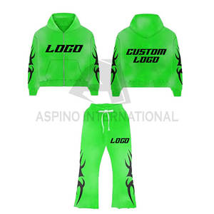 Vente en gros de pantalons de survêtement évasés deux pièces pour hommes avec sweats à capuche et ensembles de jogging - Product Image 2