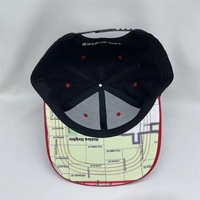 Casquette Snapback Unisexe 6 Panneaux Noire avec Bord Rouge Brodé Logo Style Urbain Ajustable Respirante Imperméable Vente en Gros