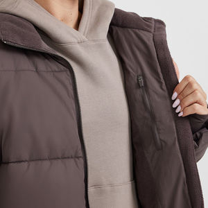 Chaqueta de lona impermeable para mujer, estilo bomber, corta, con cuello alto, tejida, a prueba de viento, para invierno. - Product Image 5