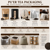 Decafeïneerde rijpe Pu Erh thee, losse blaadjes Yunnan, voor warme bereiding en theezakjes, groothandel, voedselkwaliteit, bulk levering