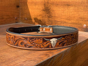 <b>Dog</b> <b>Collar</b> Hand Tooled Carving Stylish Soft Material Skull Pet <b>Collar</b> Hot Sale Wholesale New Designer Bulk Product <b>Dog</b> <b>Collars</b> - Product Image 2