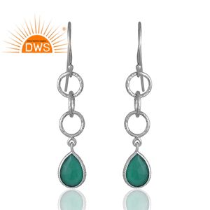 Hot Selling 925 Sterling Silver Natural <b>Green</b> Onyx Gemstone Dangle Earring Custom Design Jewelry For Women Gift For Her - Product Image 1