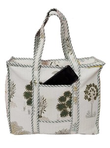 กระเป๋าผ้าคอตตอนทรงดัฟเฟิลกระเป๋าสะพายไหล่มีซิป - Product Image 2