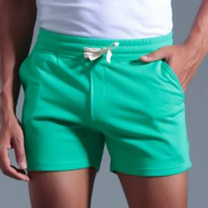 Pantalones cortos atléticos para correr en el gimnasio para hombre con bolsillos 100% algodón cristal sólido transpirable secado rápido cintura elástica entrenamiento Jogger Shorts - Product Image 5
