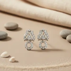Boucles d'oreilles en cristal de zircone cubique argentées pour femmes, bijoux tendance - Product Image 3