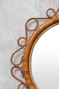 Mid-Century Modern <b>round</b> Rattan <b>Mirror</b> Hand Woven Thin Patterns Wall Decor for <b>Bathroom</b> and Living Room for Home or Gift - Product Image 3