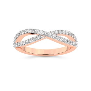 Bague en diamant unique sertie densesment, diamant de laboratoire 0,38 ct TW, or massif 14 carats, couleur FG, clarté VS, rangée de 43 diamants étincelants - Product Image 3