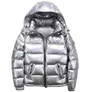 Manufacturer Custom Men Warn Winter Shiny <b>Quilted</b> Puffer Jacket Windbreaker Padded <b>Thick</b> Black Hooded Bubble Padded Jacket 2026 - Product Image 2