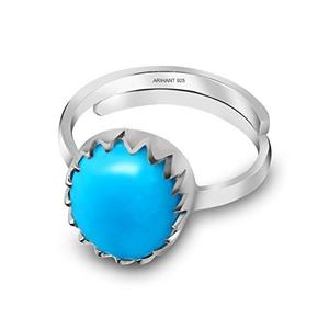 NOVAMART Fine Arihant Gems and Jewels Natural Certified Turquoise (Firoza) <b>Silver</b> <b>Ring</b> 3.25 Ratti to 12.25 Gift for <b>Men</b> & Women - Product Image 3