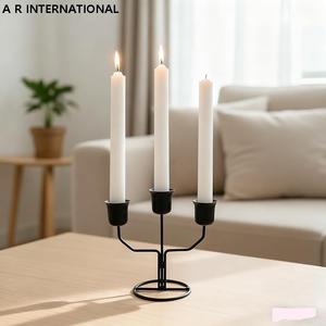 Hot Selling Black 3-Arm Metal Wire Candlestick Holder Small Decorative Candelabra for Easter <b>Valentines</b> Day Christmas Other - Product Image 6