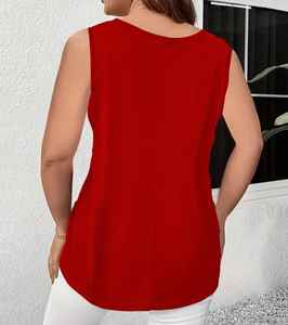 Camiseta sin mangas con cuello redondo, camiseta informal sin mangas para primavera y verano, ropa de mujer - Product Image 3