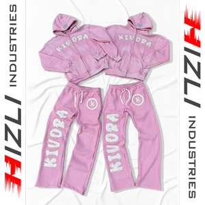 100%Custom Solid Heavyweight Fleece Streetwear Eco-Friendly Sweatsuit Distressed <b>Embroidery</b> <b>Set</b> Rhinestone Sunfade Wash - Product Image 1