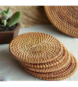 Rustic Handmade Wicker <b>Coaster</b> Natural <b>Woven</b> Classic Heat Safe Decor Dining Table Kitchen Living Room Made in Vietnam - Product Image 6