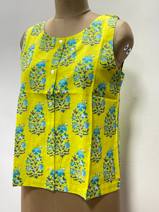 Débardeurs en coton imprimé pour femmes, légers, courts, style japonais, à fleurs, boutons, décontractés, pour tous les jours - Product Image 5