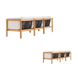 Offre Spéciale nouvelle chaise en bois de teck 3 places cadre en bois de teck de haute qualité avec coussin corde en polyester retour d'Indonésie - Product Image 6