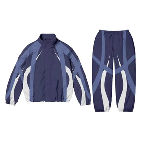 Conjunto de Chaqueta Cortavientos Estampada de Invierno para Hombre, Estilo Urbano, con Cremallera Reflectante, de Poliéster/Algodón, Dos Piezas, Transpirable, con Forro Polar - Product Image 1