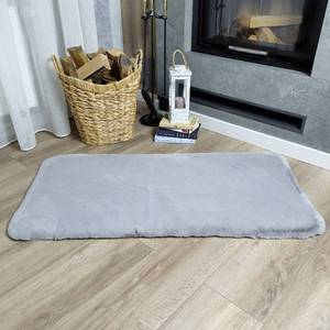 Tapis élégant et moderne en fausse fourrure grise à poils longs, adapté aux animaux domestiques, doux et moelleux, fabriqué à la machine, pour intérieur, certifié OEKO-TEX, avec envers en suède, 60x120 - Product Image 2