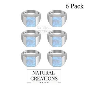 Anillo de Plata de Ley 925 para Hombre, Clásico, con Piedra Lunar Arcoíris, Engaste de Bisel, Octagonal, Regalo Único para Él, Cumpleaños, Aniversario, Fiesta - Product Image 2