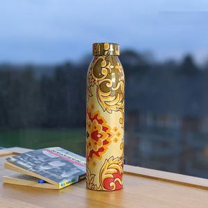Botella de agua de cobre con estampado de flores clásicas, vasos ayurvédicos ecológicos para uso diario, cocina, Picnic, deportes, regalo de viaje - Product Image 2