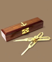 Brass Professional Metal Compasses Wooden Storage Box Nautical Chart Plotting Measuring Tool Portable 9-inch Gift Set for Marine