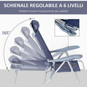 Outsunny Set of 2 <b>Folding</b> and Reclining Fishing <b>Chairs</b> on 6 Levels with <b>Padded</b> Headrest, 62x65x80 cm - Product Image 5