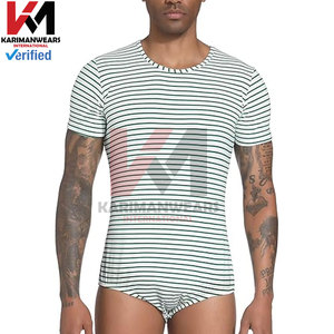 <b>Mens</b> Short Sleeve <b>Bodysuit</b> One-Piece Pajamas Cotton Spandex OEM Branding Bulk Supplier Onesie Best Quality - Product Image 4