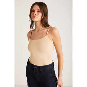 Débardeur basique en coton fin à fines bretelles et col carré pour femme ETHIQUET Khloe, coupe ajustée et slim - Product Image 2