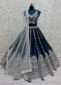 ชุดงานแต่งดีไซน์เนอร์งานแฟนซีงานเย็บปักถักร้อยผ้าแคนแคนวาสและผ้าแคนวาสสำหรับเจ้าสาว lehenga - Product Image 3