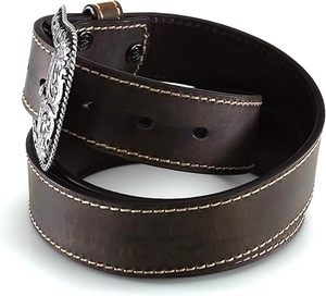 Cinturón de cuero repujado hecho a mano genuino para hombre con hebilla occidental vintage - Product Image 4