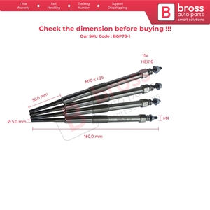 Bougies de préchauffage BGP78-1, 4 pièces, 11 volts, 19850 0W010 pour 1.4 D 4D One D - Product Image 4