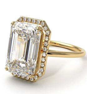 Solitaire émeraude coupe glacé bijoux Moissanite diamant clouté en argent 925 bague de fiançailles bijoux de mariage pour les femmes - Product Image 2