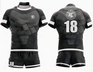 Maillot de rugby personnalisé 100% polyester, imprimé par sublimation, respirant, avec design de lettres sur le devant, disponible en grandes tailles, maillot de rugby unisexe - Product Image 3