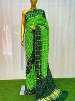 Sari AISHA BANDHEJ de Seda Pura con Diseño Bandhani, Elegancia Tradicional, Ideal para Bodas y Fiestas, Mejor Precio, Exportador de Rajasthan