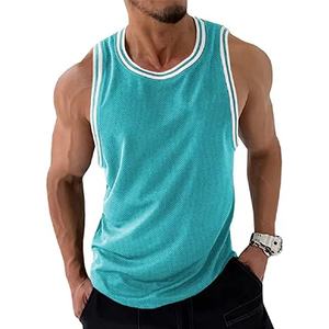 Camiseta sin mangas deportiva sin mangas rápida con etiqueta privada personalizada para hombre, camiseta de entrenamiento para gimnasio, ropa deportiva de malla, decoración estampada de talla grande - Product Image 3