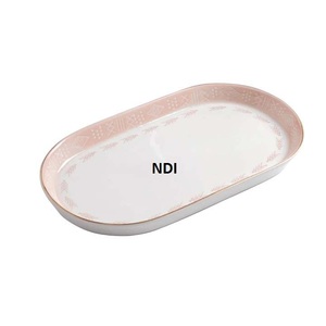 Bandeja DE SERVICIO DE Metal de estilo moderno, bandeja de servicio de postre de comida con acabado brillante, suministros para restaurante, Hotel, bandeja de servidor de alimentos - Product Image 1
