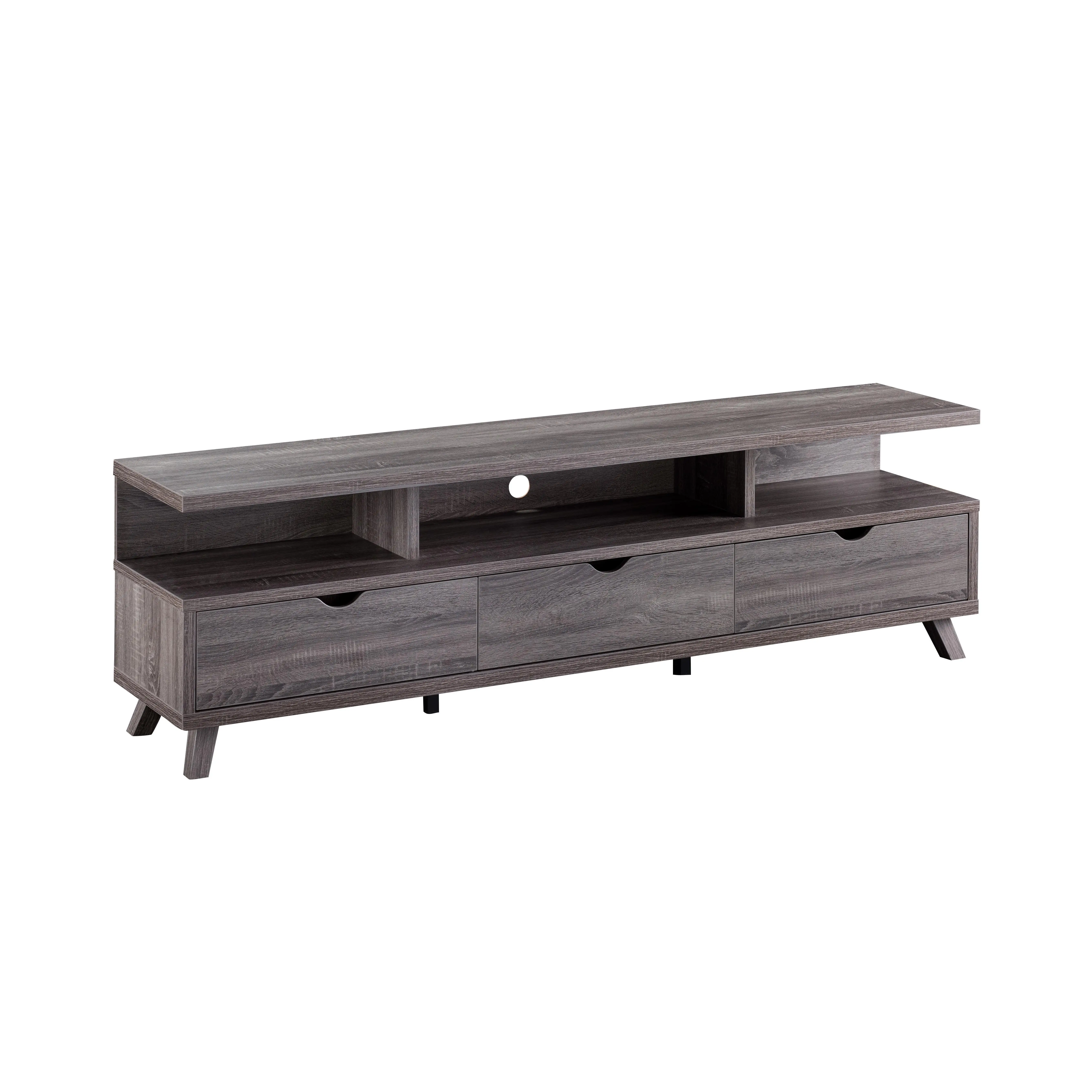 ID USA Distressed Grey TV Stand New Modern Luxury Style Three shelves   Three drawers Living Room Display Stand
