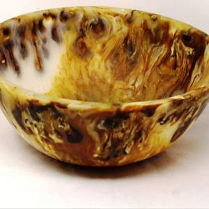 Bol en résine tourbillonnée ambrée, bol de service passe au lave-vaisselle, vaisselle artisanale pour la cuisine, vaisselle de table haut de gamme, origine indienne - Product Image 2