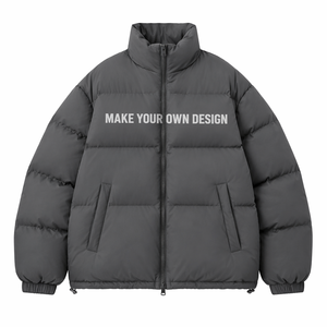 OVERSIZED PUFFER COAT STAND COLLAR FULL ZIP <b>WARM</b> PADDED WINTER <b>JACKET</b> LIGHTWEIGHT COMFORTABLE CUSTOM BRAND OEM - Product Image 6